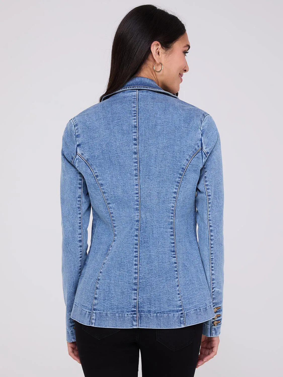 1-Button Denim Blazer