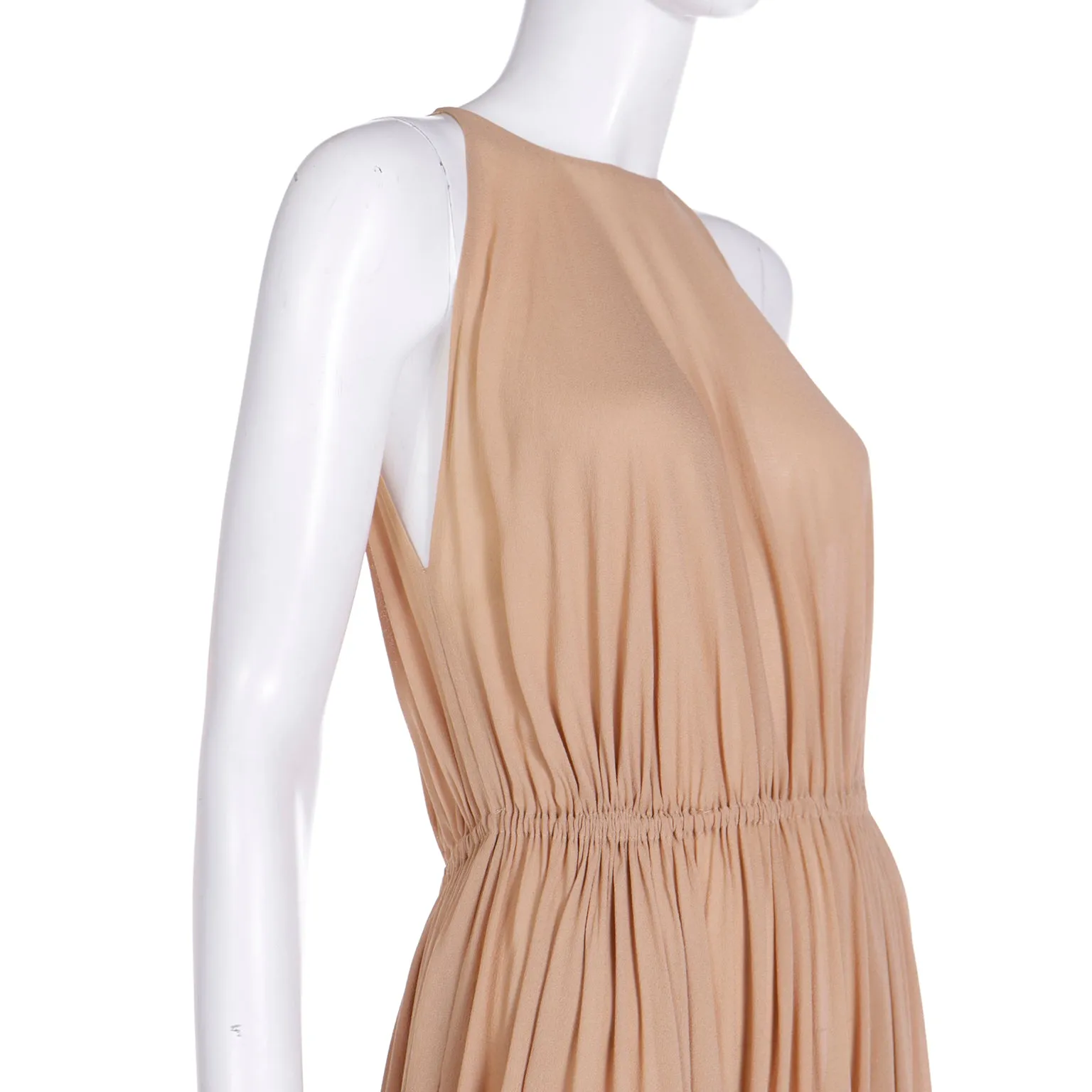 1975 Halston Semi Sheer Silk Halter Dress & Cape Ensemble