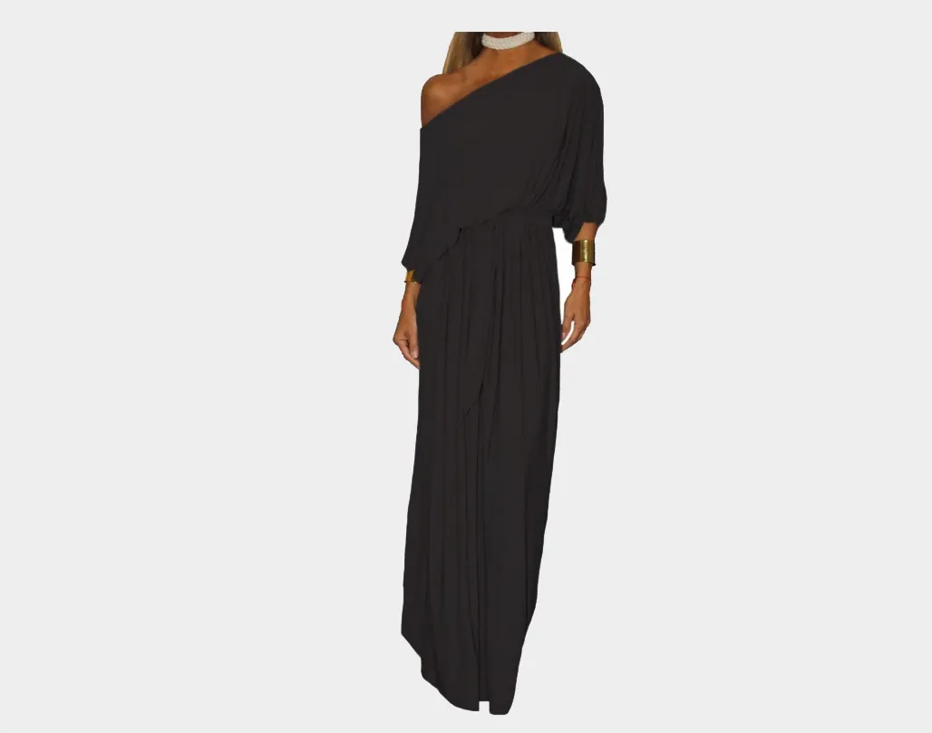 4 Black Long Off Shoulder dress - The Milano