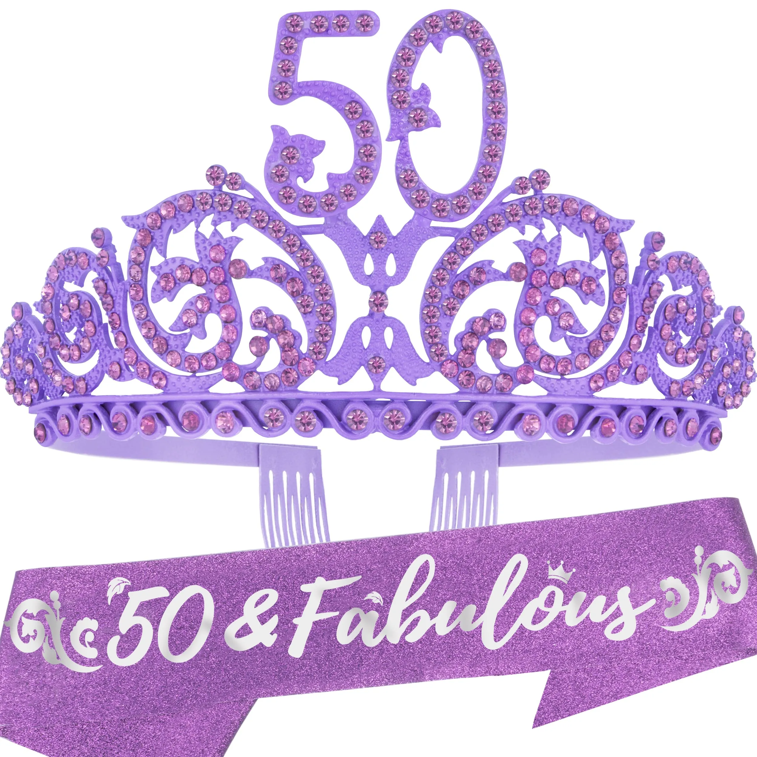 50th Birthday, 50th Birthday Gifts for Women, 50th Birthday Crown and Sash for Women, 50th