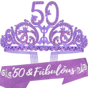 50th Birthday, 50th Birthday Gifts for Women, 50th Birthday Crown and Sash for Women, 50th