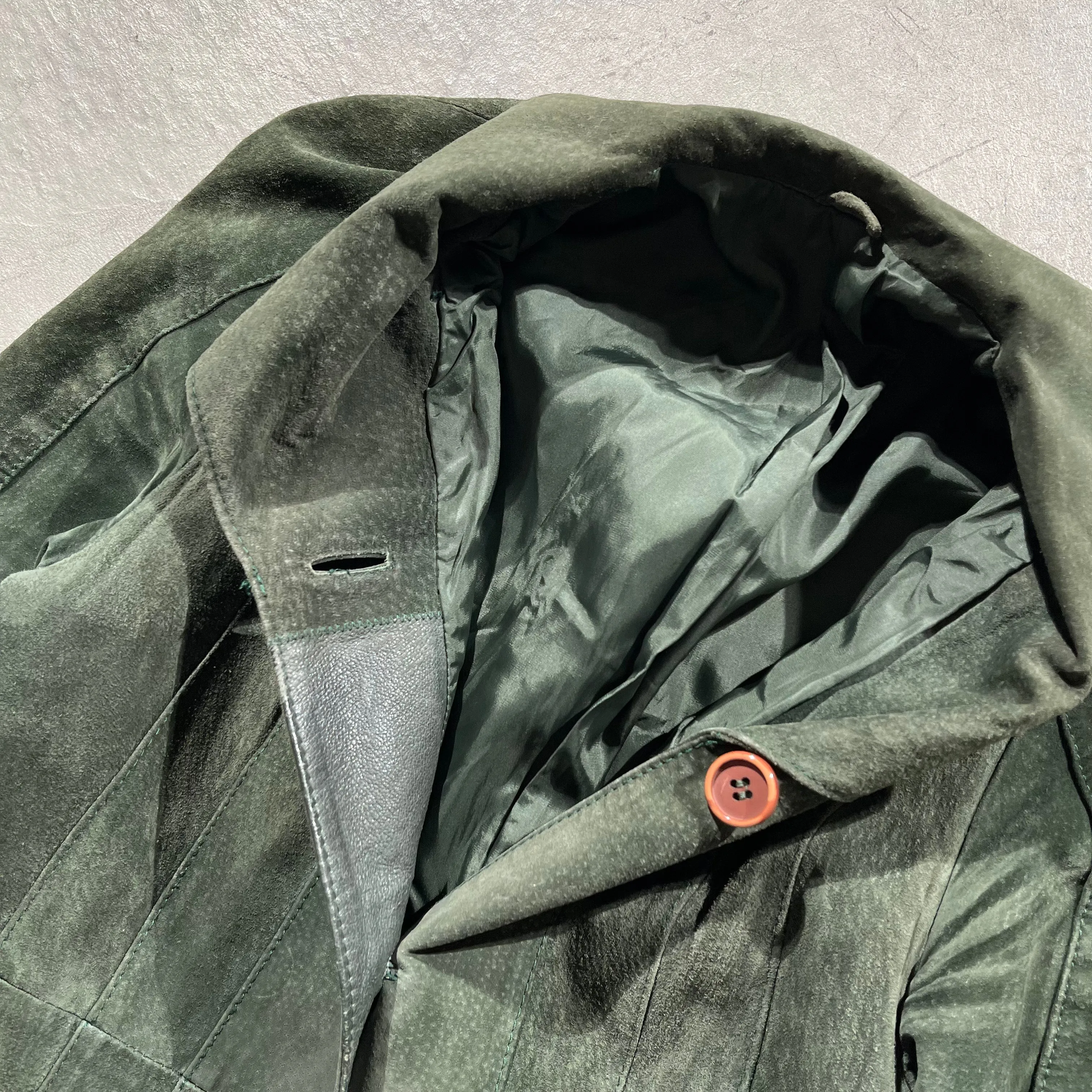 60s Forest Green Suede Trench Coat- S