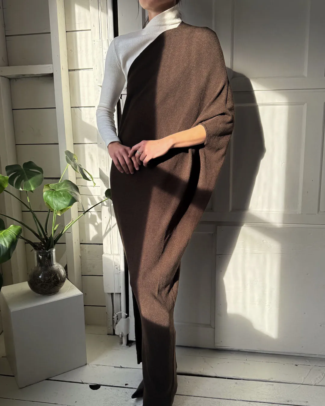 70s Avant Garde Knit Maxi Dress | S