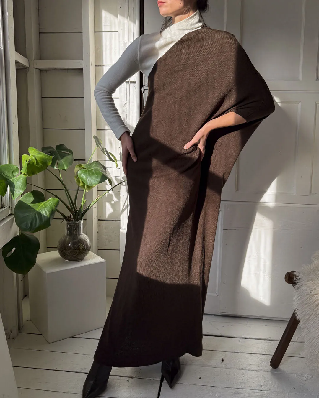 70s Avant Garde Knit Maxi Dress | S