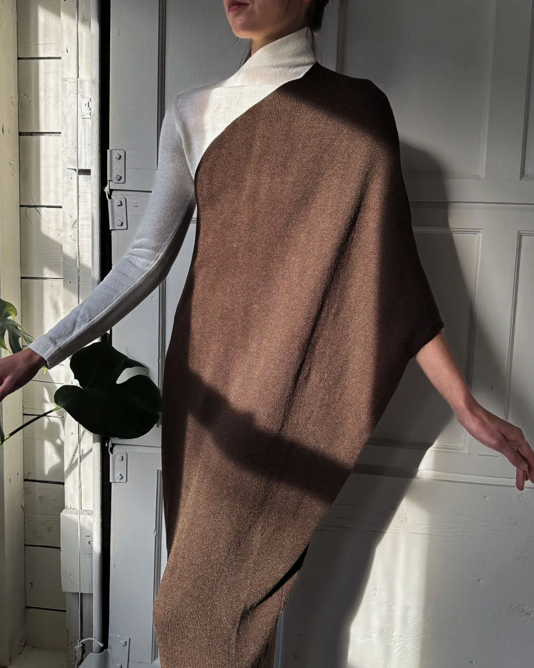 70s Avant Garde Knit Maxi Dress | S