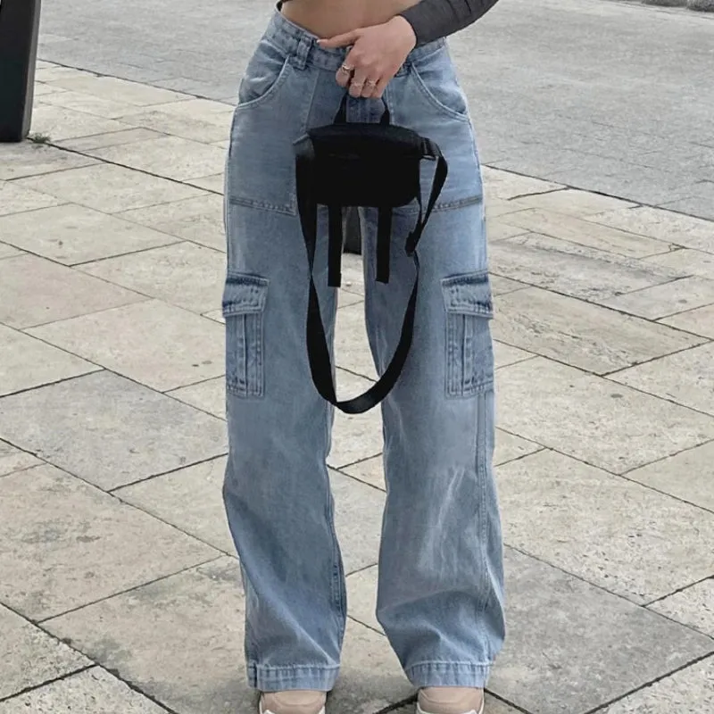 90s Aesthetic Classic Wide Leg Denim Pants