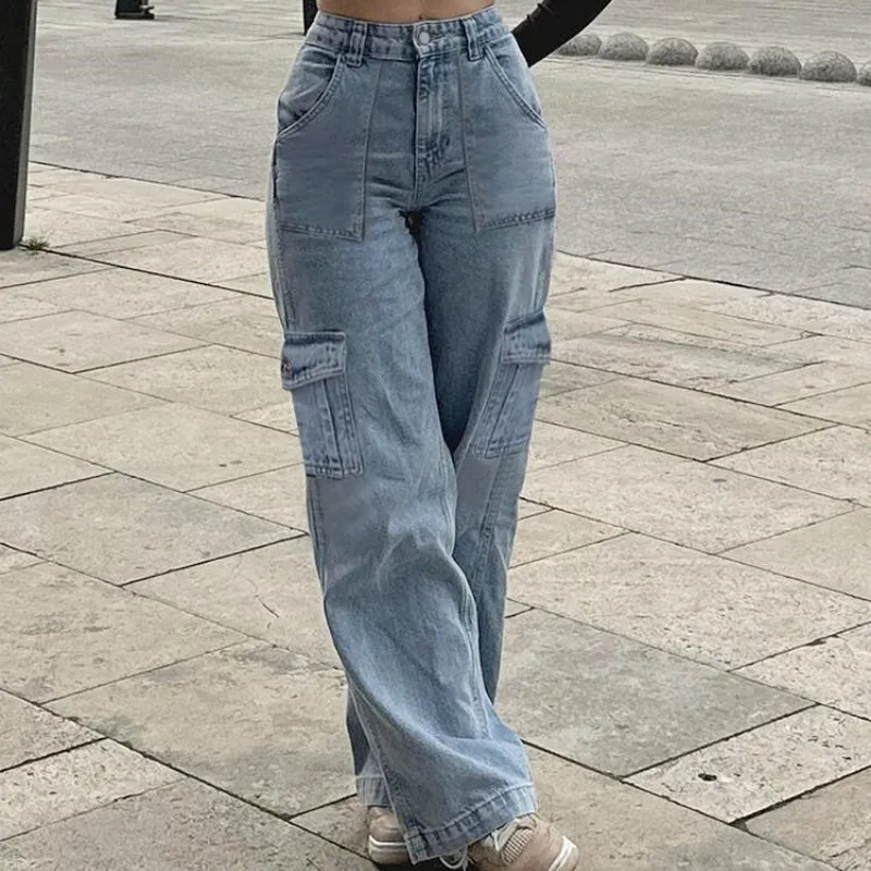 90s Aesthetic Classic Wide Leg Denim Pants