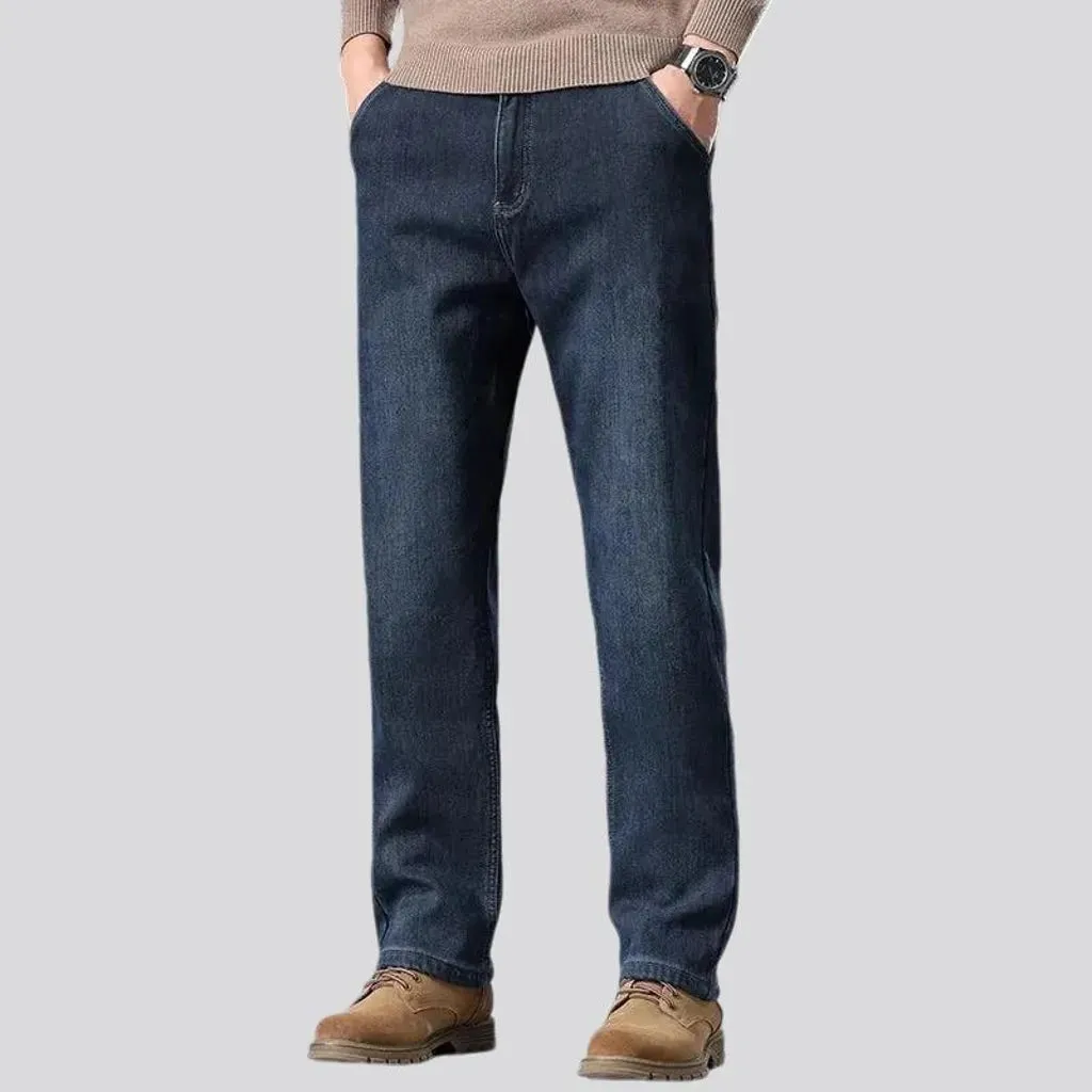 Abraded casual insulated men's jeans