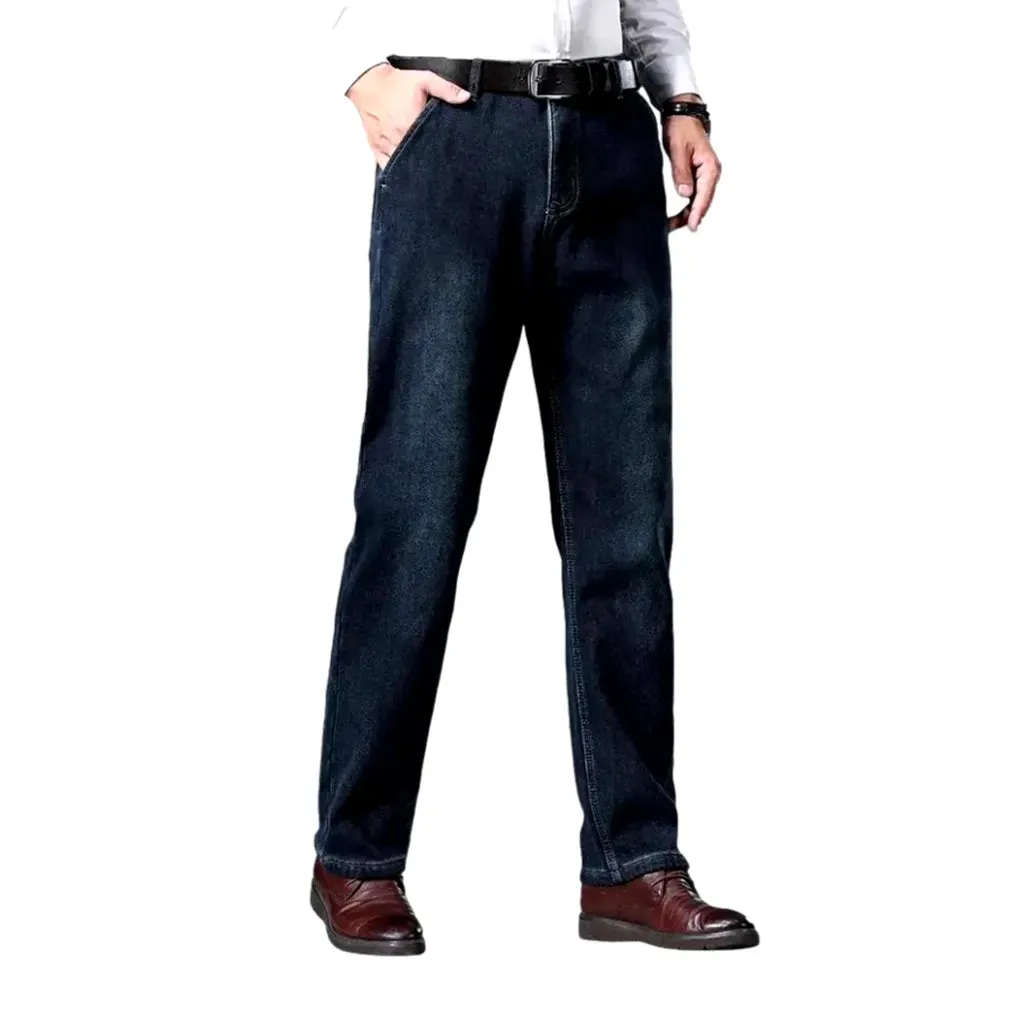 Abraded casual insulated men's jeans