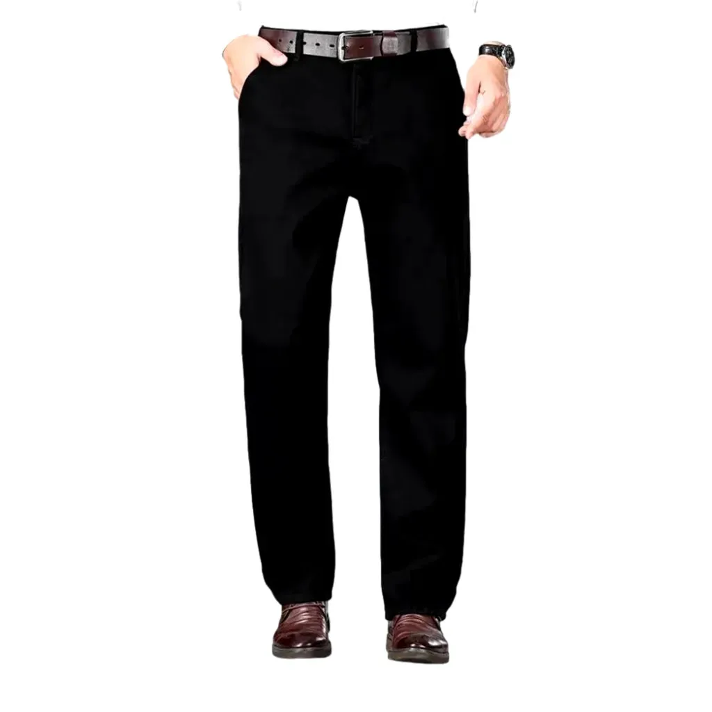 Abraded casual insulated men's jeans