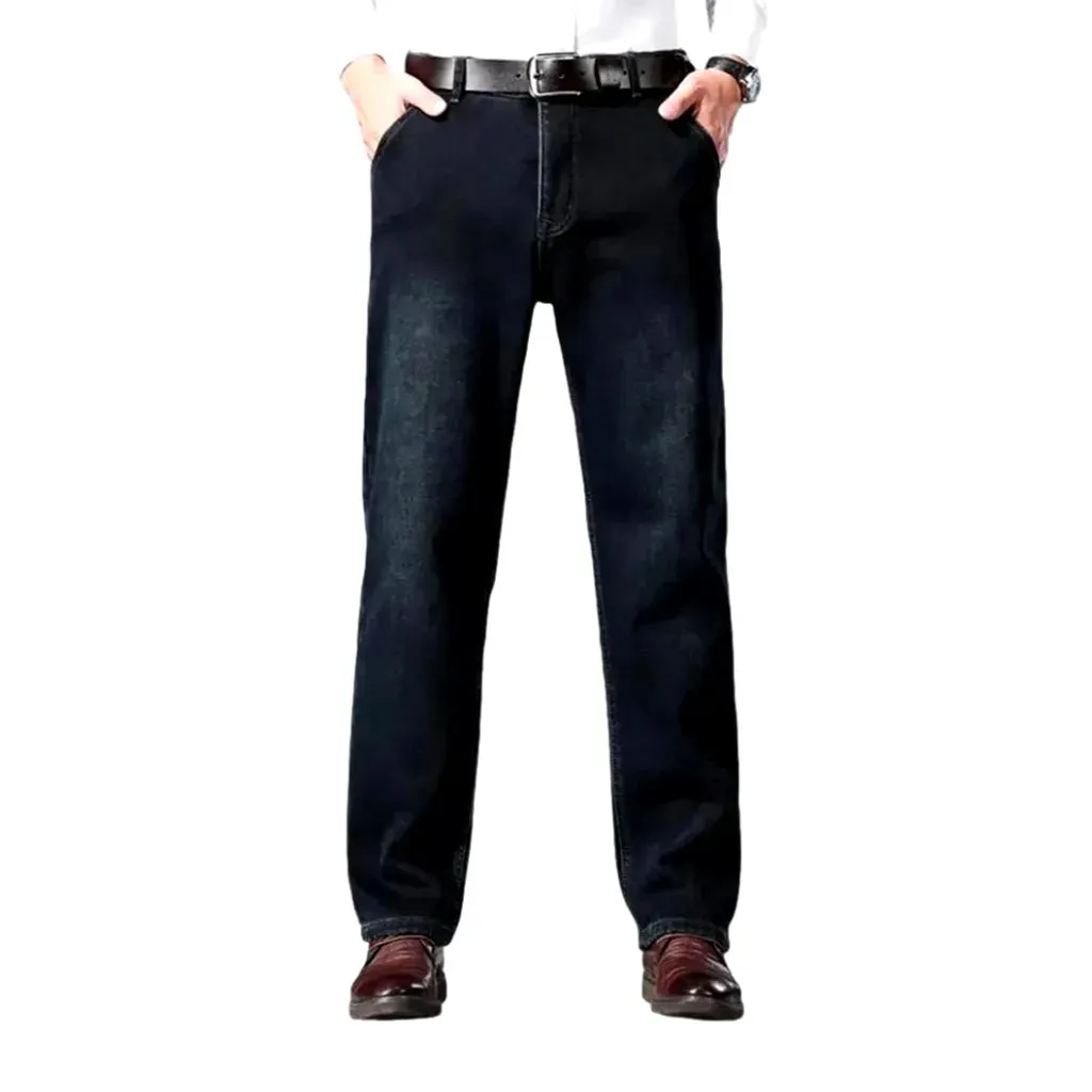 Abraded casual insulated men's jeans