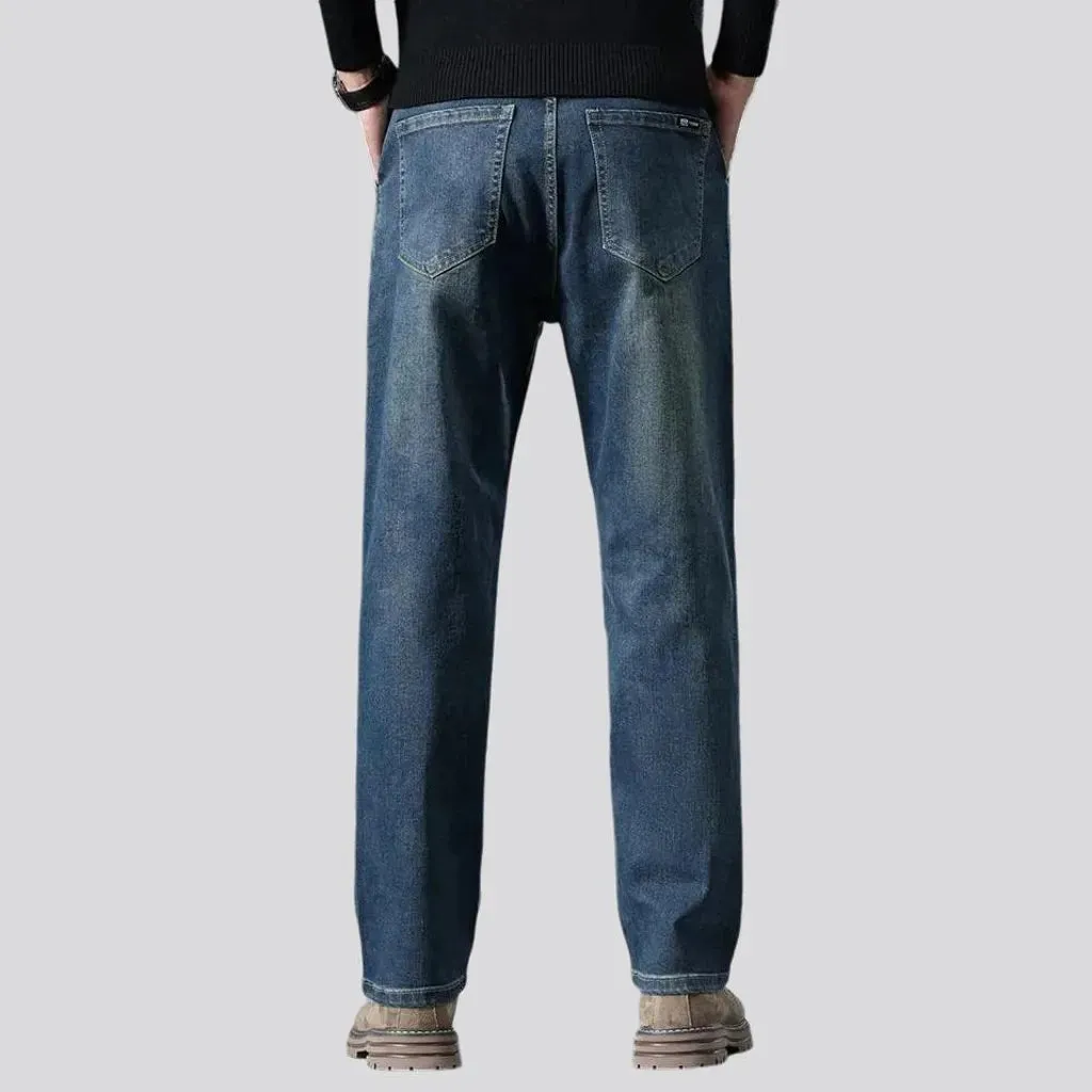 Abraded straight fit 90s style men's jeans