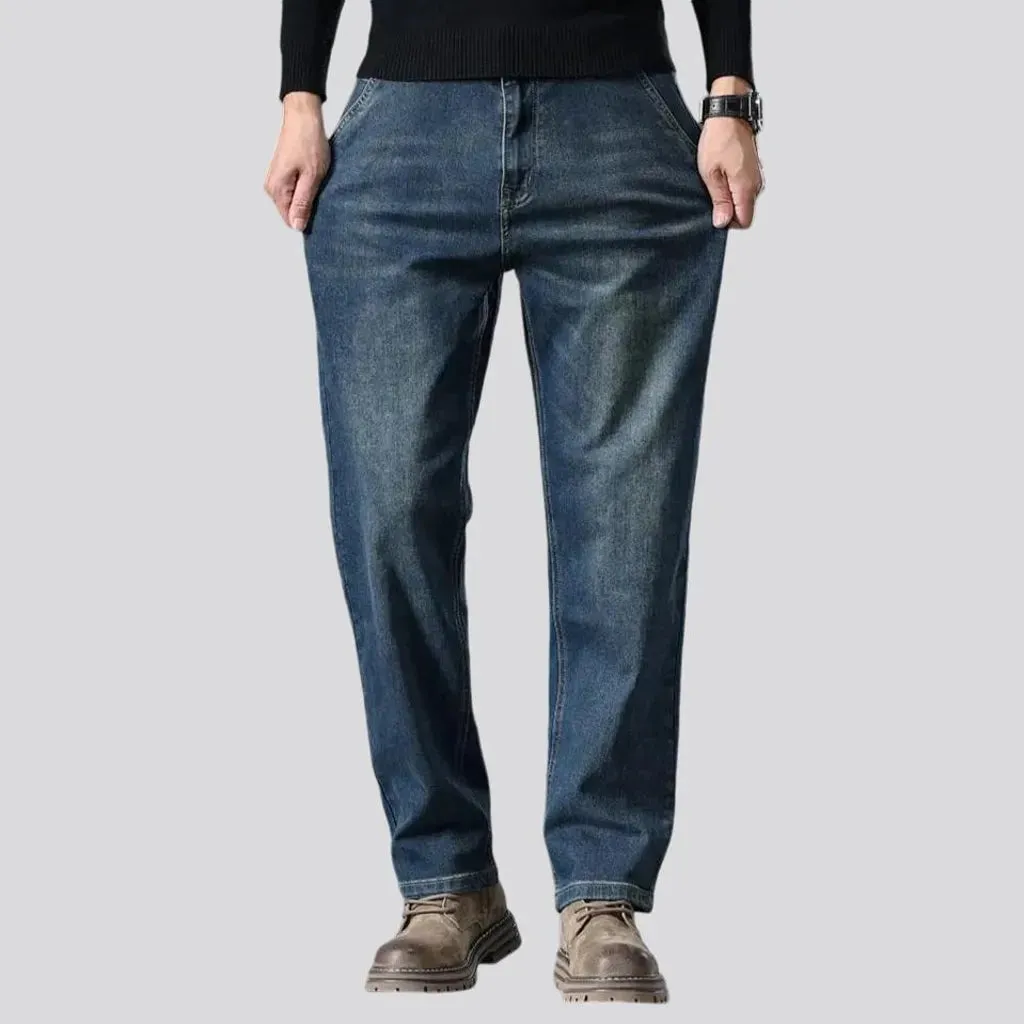 Abraded straight fit 90s style men's jeans