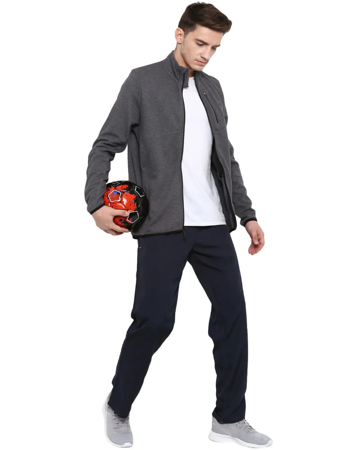 Alcis Men Charcoal Grey Antimicrobial Sporty Jacket