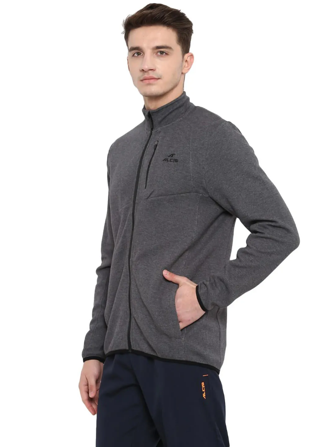 Alcis Men Charcoal Grey Antimicrobial Sporty Jacket