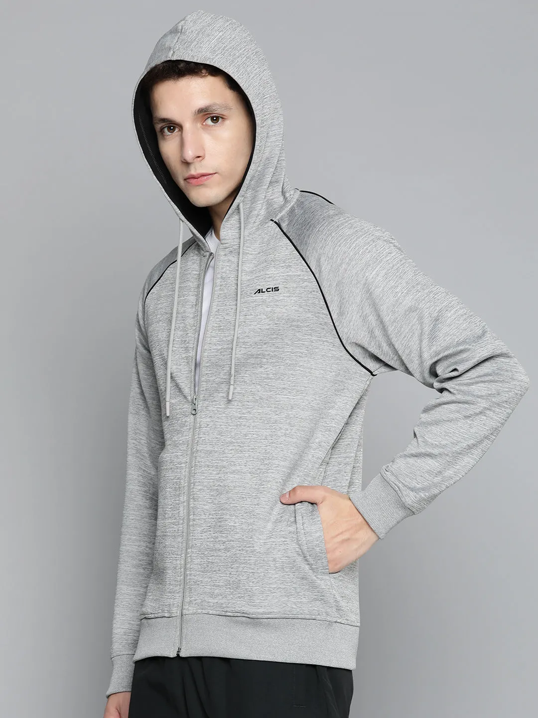 Alcis Men Grey Solid Running Sporty Jacket