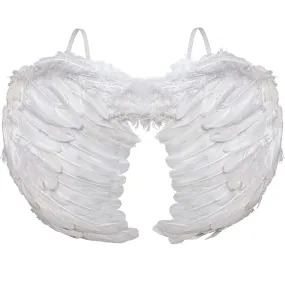 Angel Wings Costume Accessory - White Feathered Angelic Wings for Angel and Cupid Costume for Adults and Children