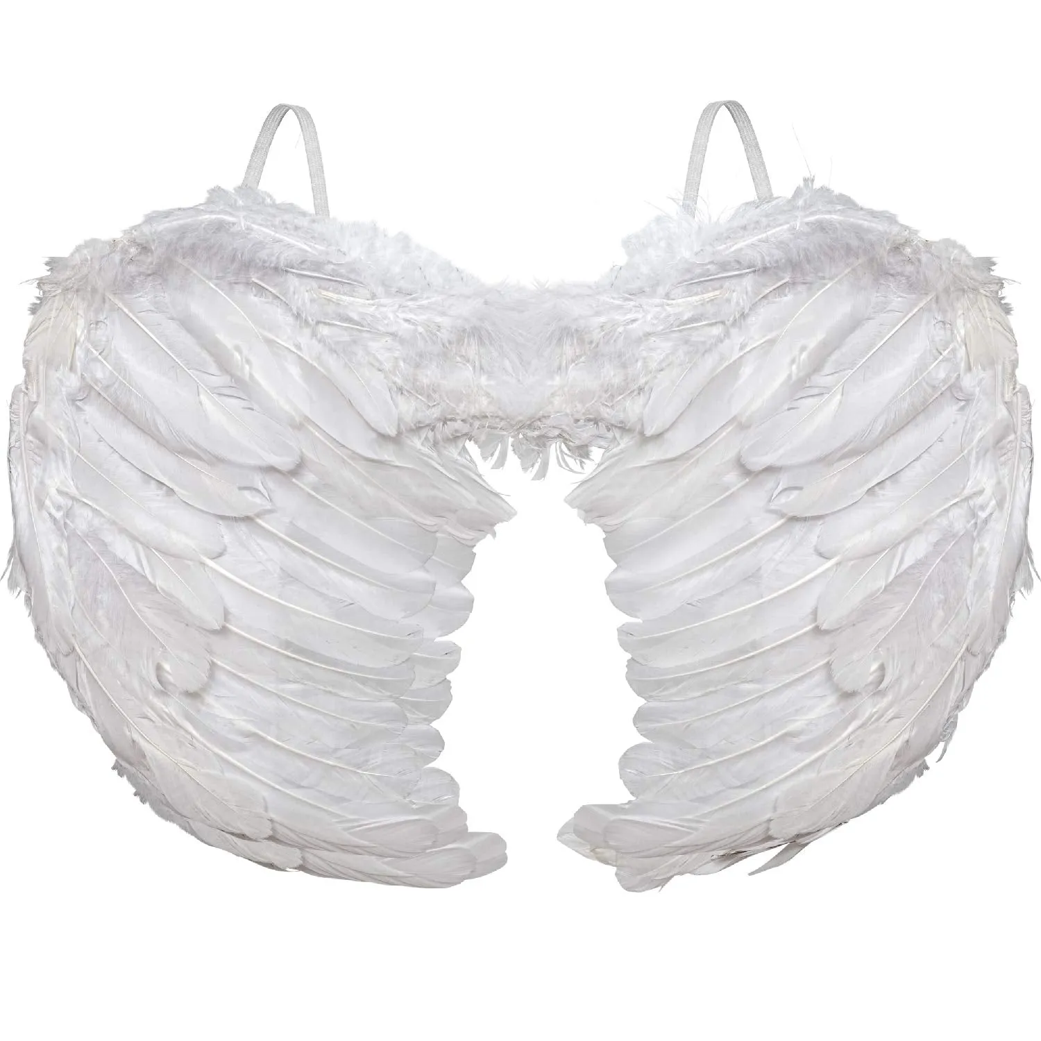 Angel Wings Costume Accessory - White Feathered Angelic Wings for Angel and Cupid Costume for Adults and Children