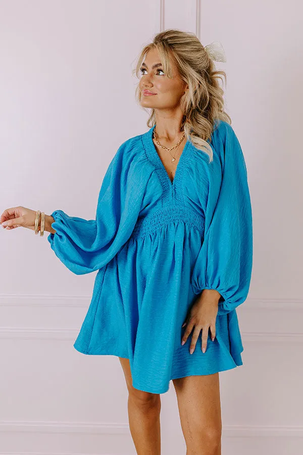 Around The Block Babydoll Dress In Blue