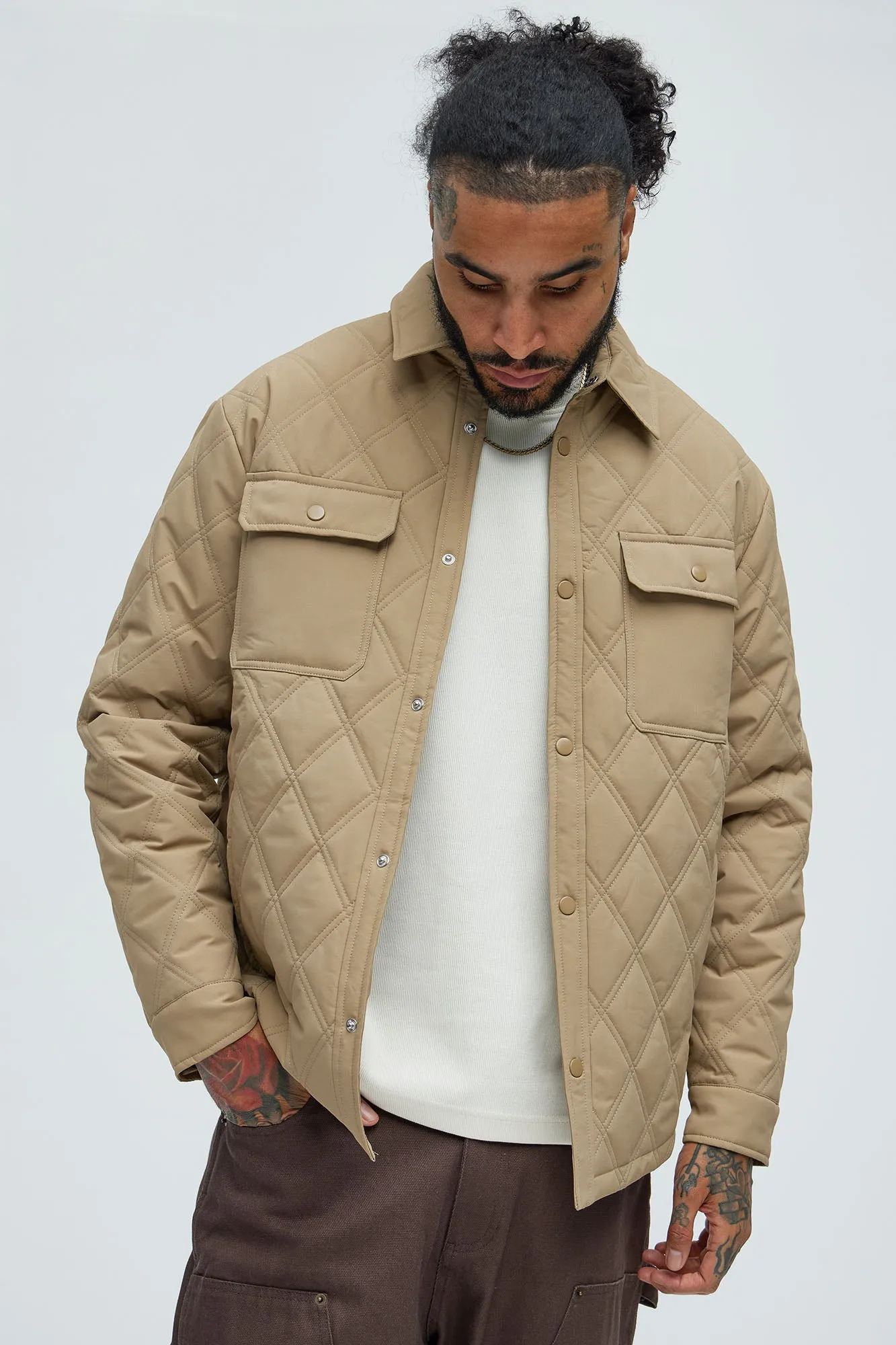 Auburn Quilted Shirt Jacket - Tan