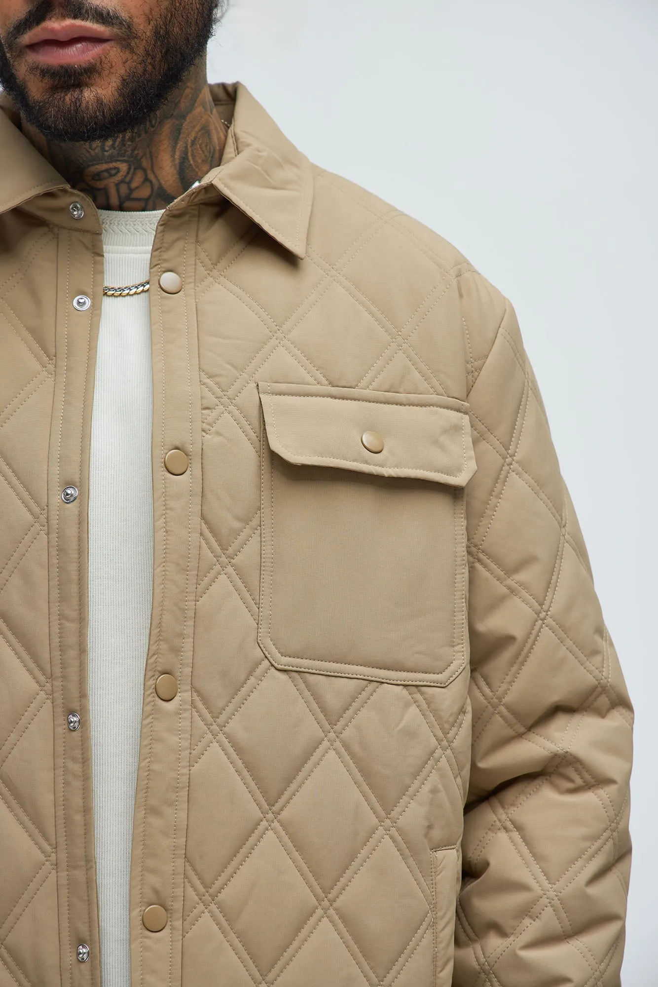 Auburn Quilted Shirt Jacket - Tan