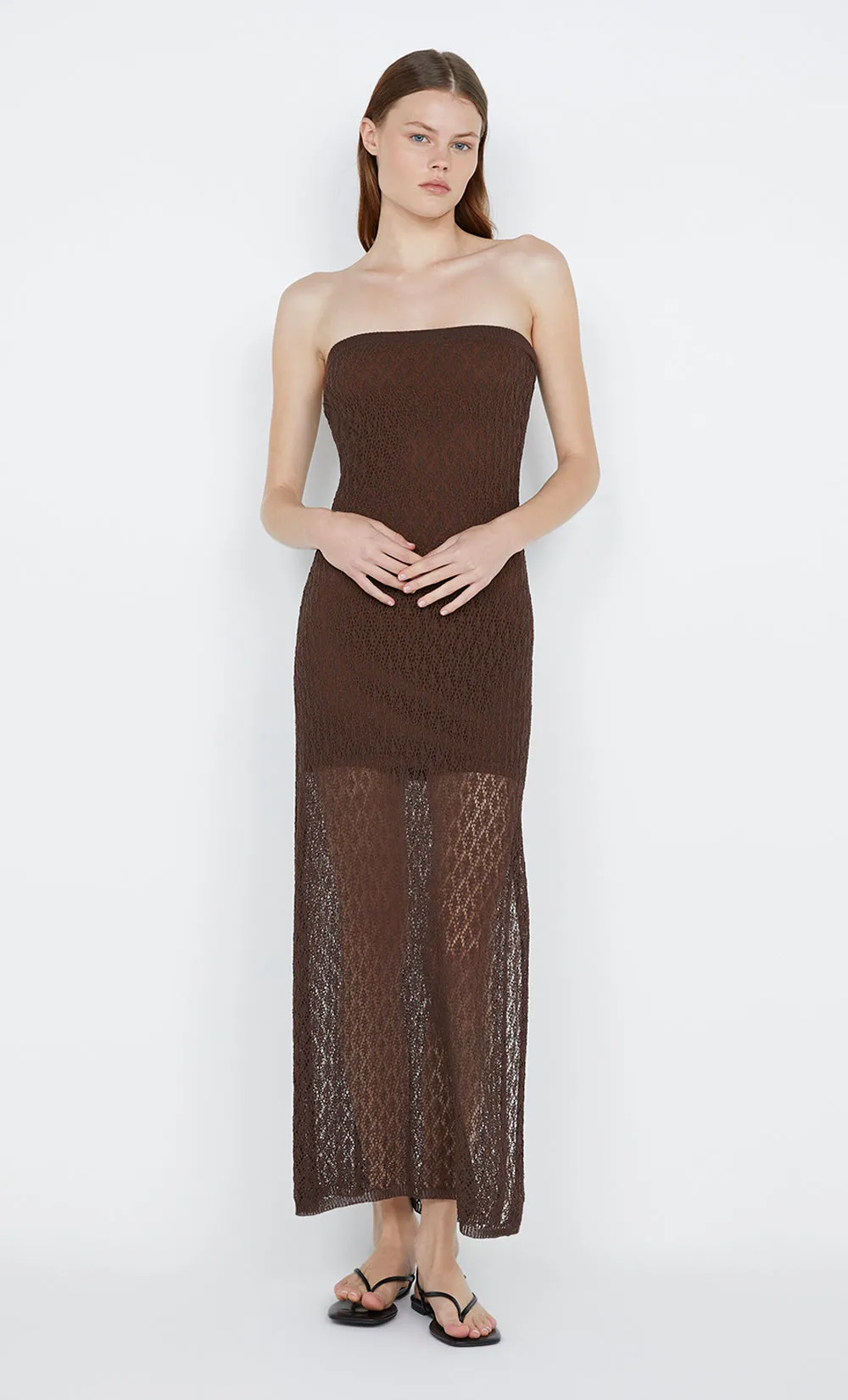 AURORA STRAPLESS DRESS - CHOC