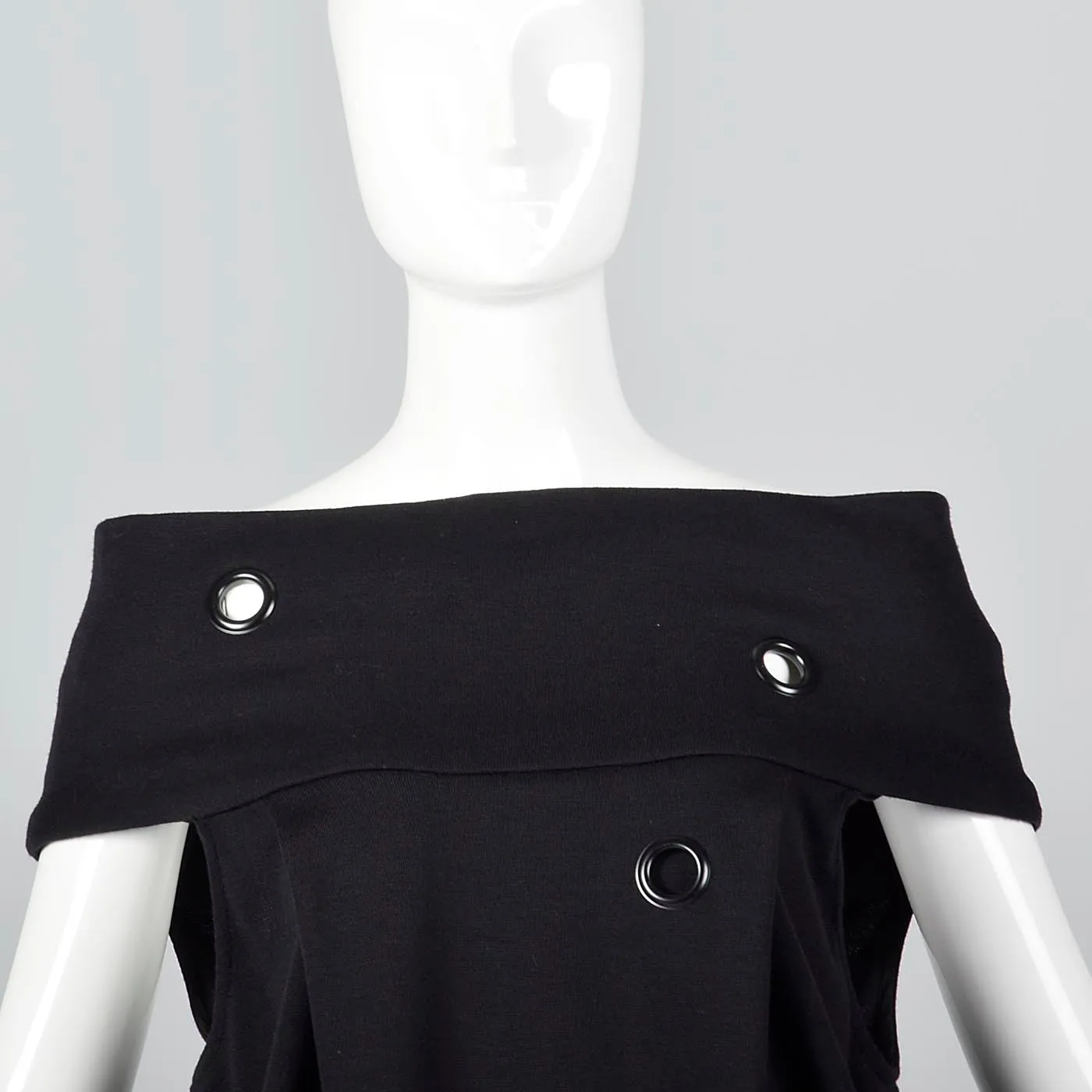 Avant Garde 1980s Gianfranco Ferre Off Shoulder Bubble Dress with Metal Grommets