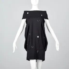 Avant Garde 1980s Gianfranco Ferre Off Shoulder Bubble Dress with Metal Grommets