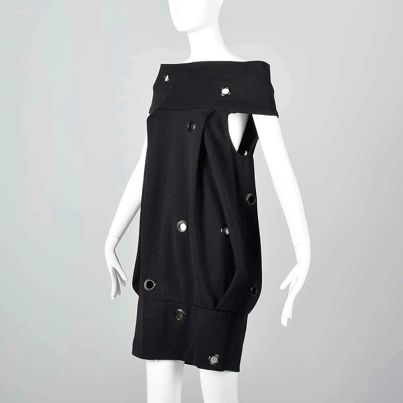 Avant Garde 1980s Gianfranco Ferre Off Shoulder Bubble Dress with Metal Grommets