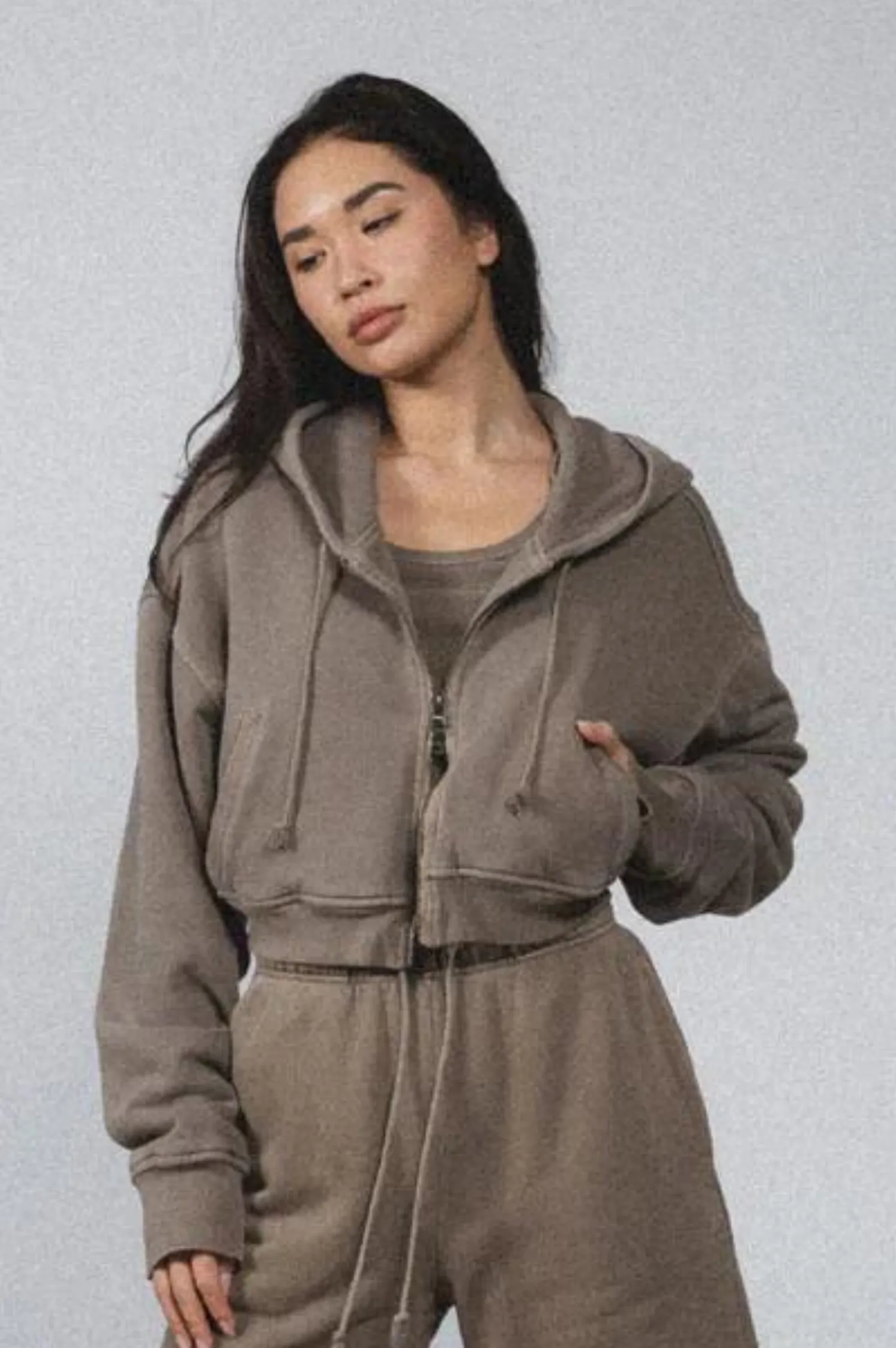 Babydoll Crop Zip Hoodie