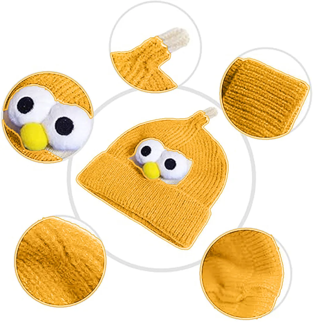 Babymoon Cartoon Angry Birds Woolen Winter Kids Cap Hat | Yellow