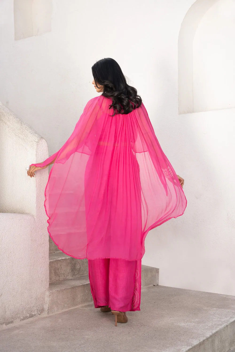 Bandee Cape With Flutter Pant Set