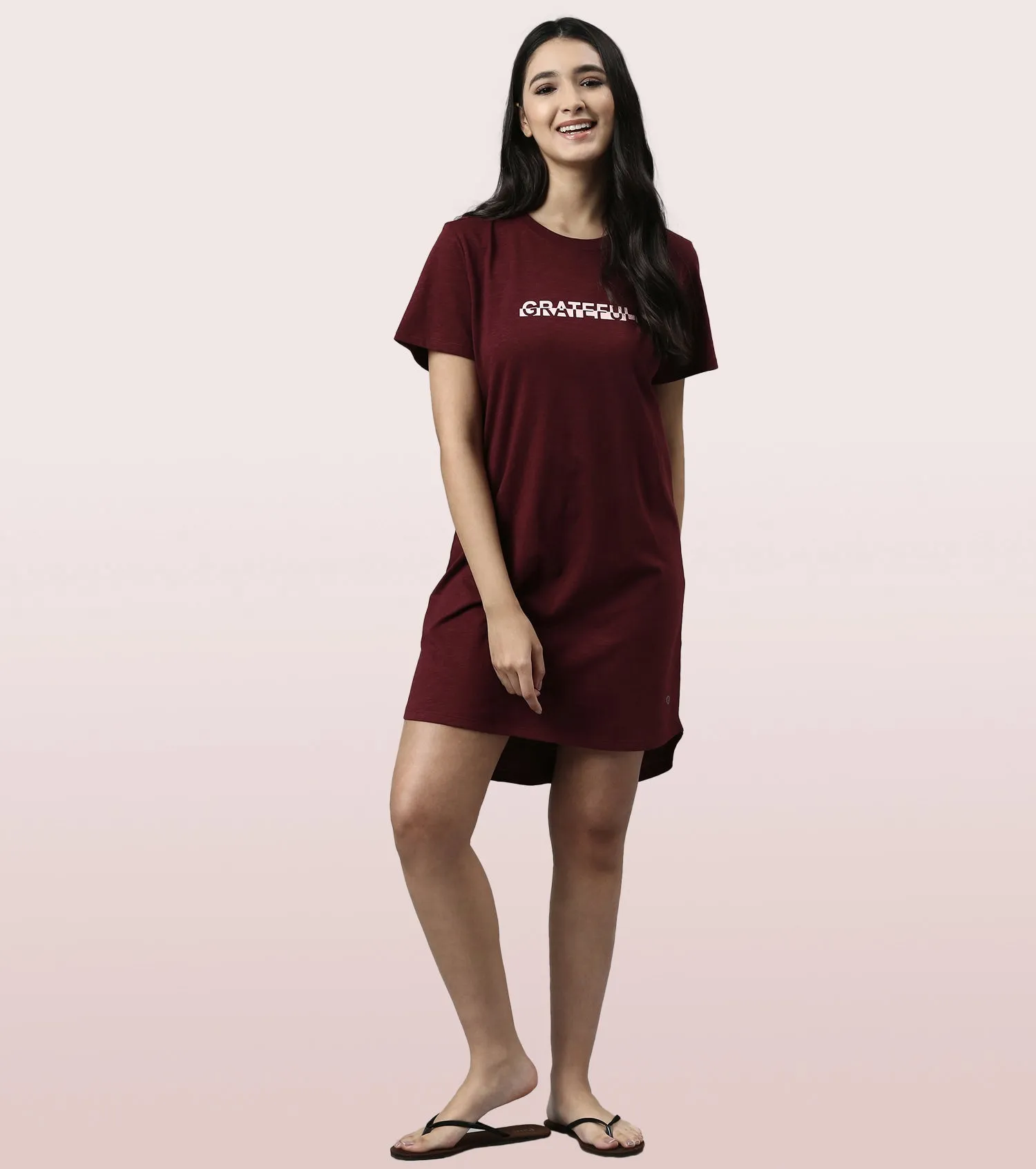 Basic Dress | Cotton Slounge Mini Dress With Chest Graphic