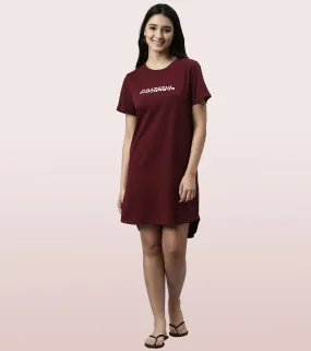 Basic Dress | Cotton Slounge Mini Dress With Chest Graphic