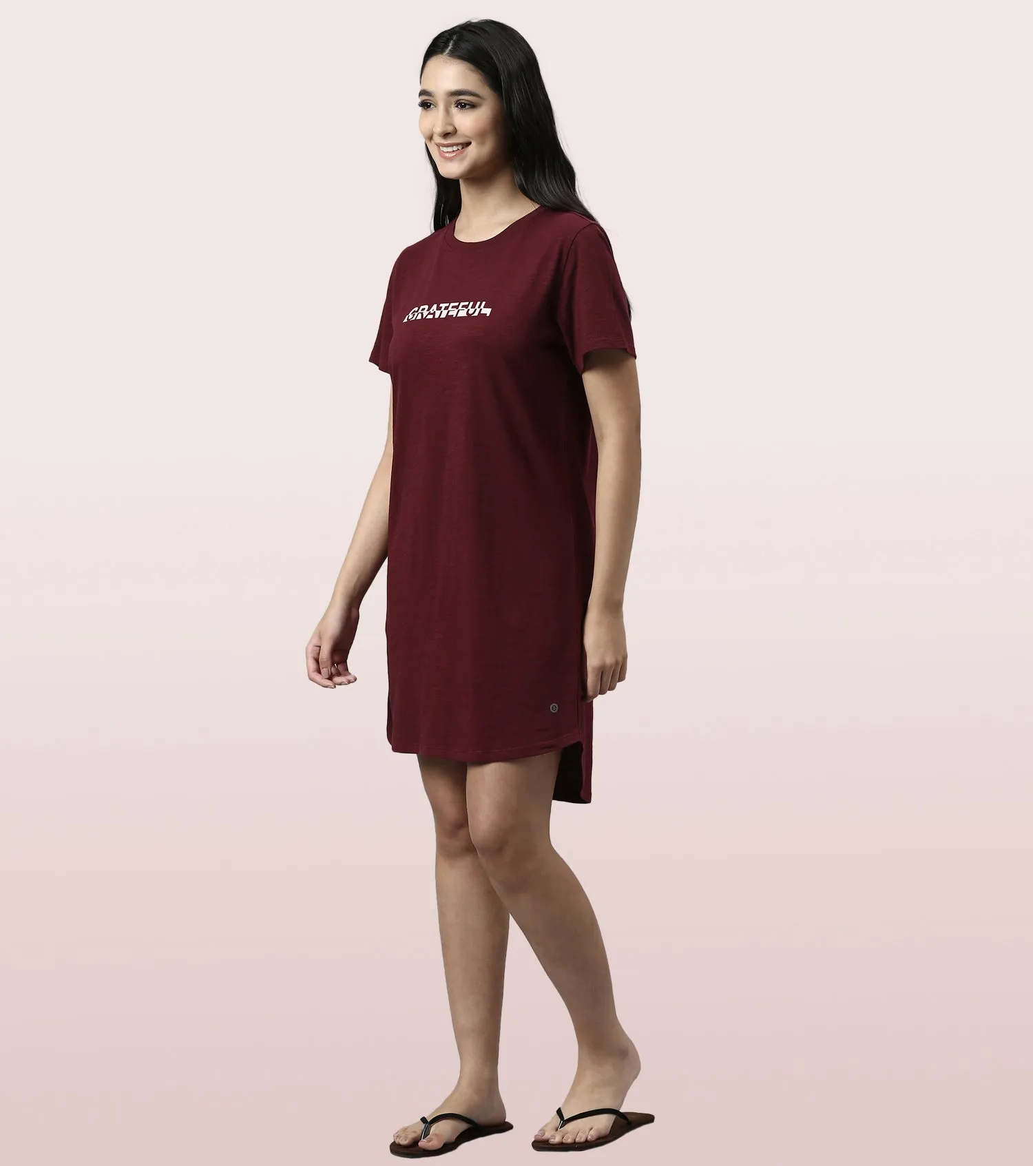 Basic Dress | Cotton Slounge Mini Dress With Chest Graphic