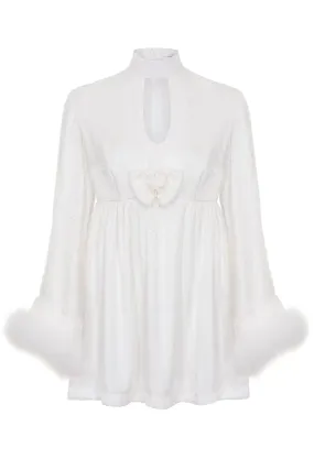 Bebe Bridal Marabou Trimmed Babydoll Dress- Made to Order