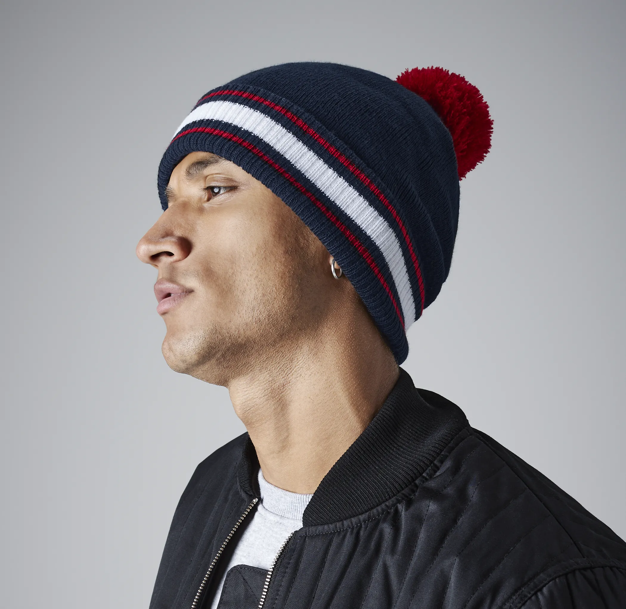 Beechfield Stadium Beanie | FRENCH NAVY/CLASSIC RED/WHITE