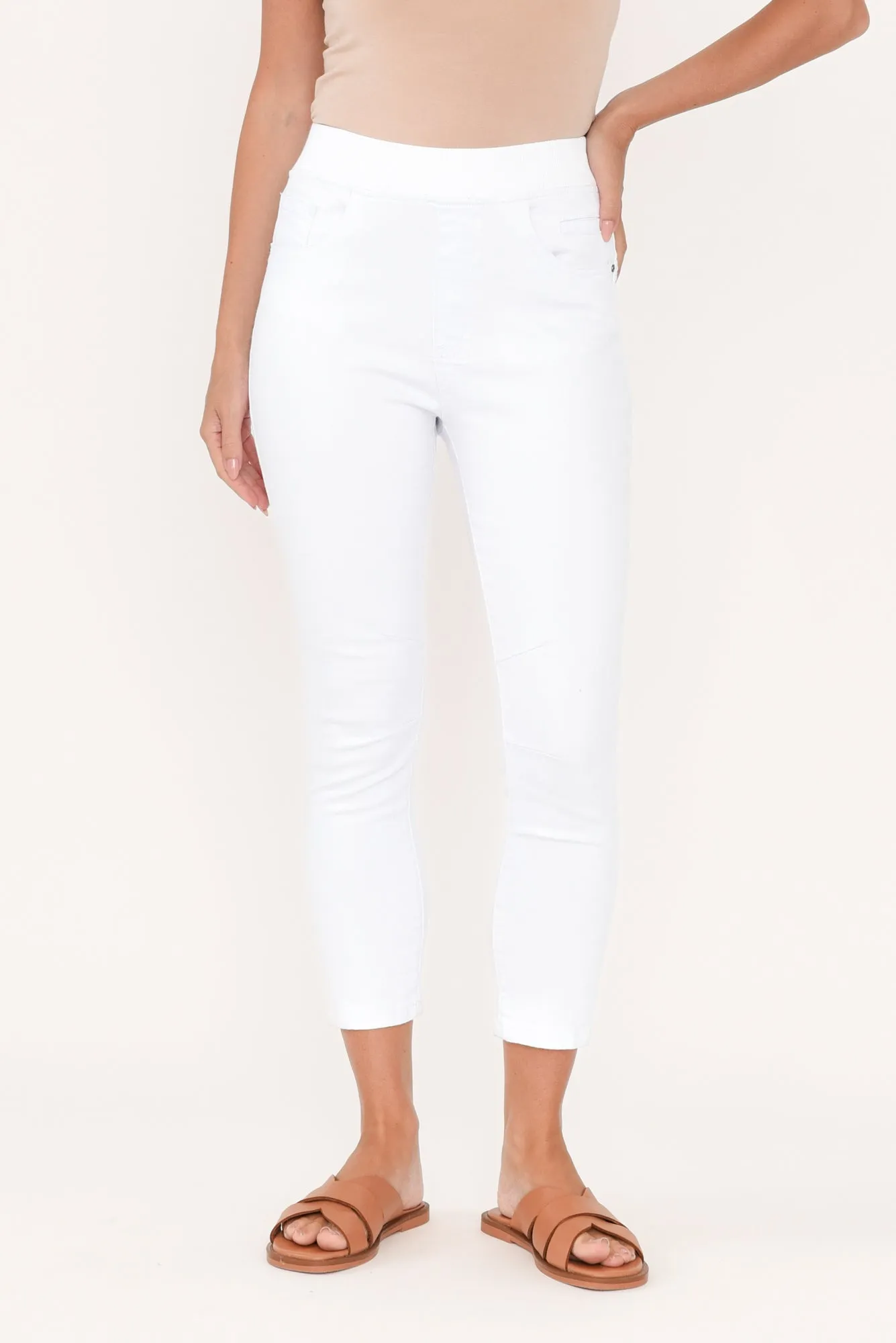 Bella White Cotton Stretch Jeans