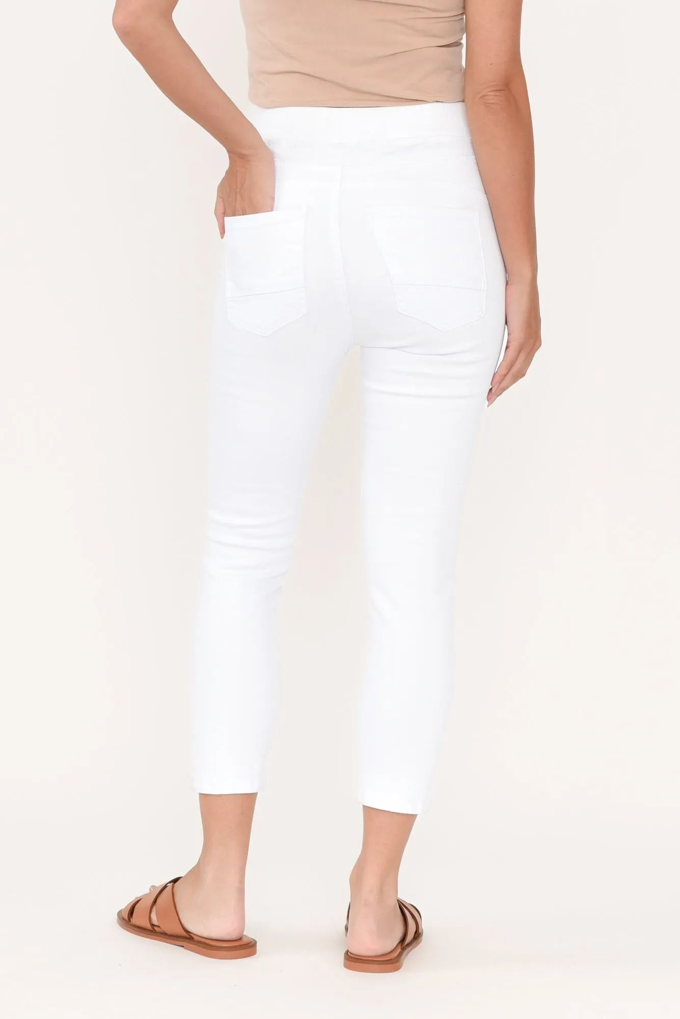 Bella White Cotton Stretch Jeans