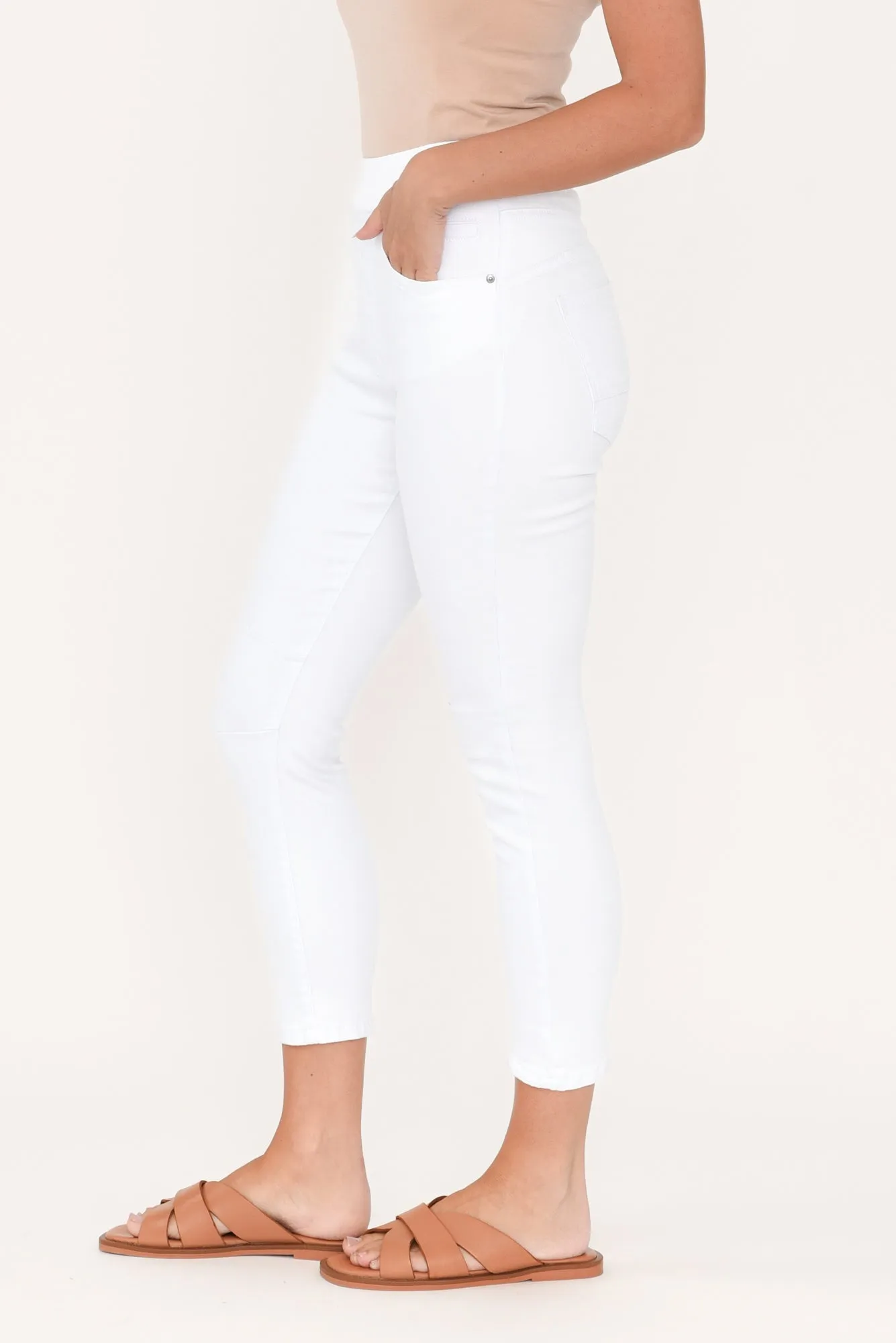 Bella White Cotton Stretch Jeans