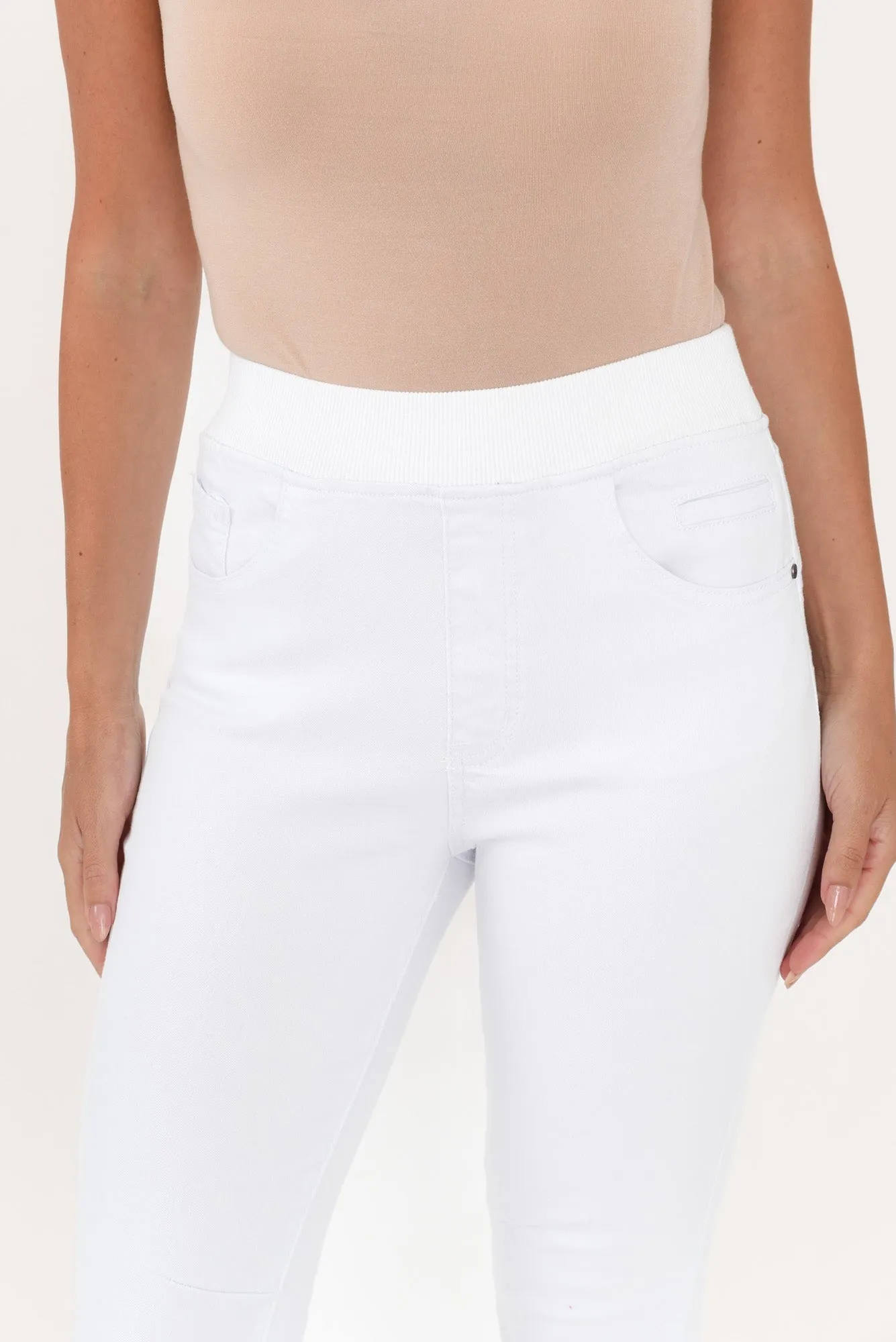 Bella White Cotton Stretch Jeans