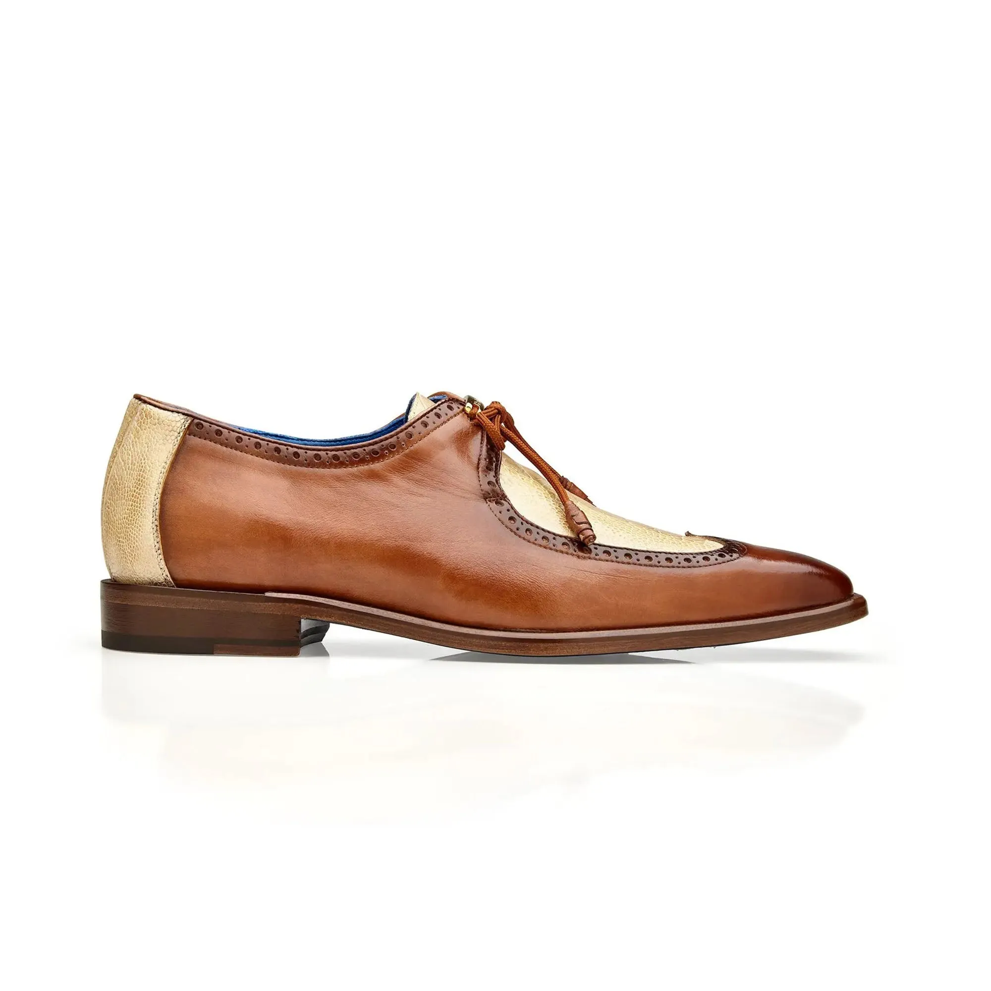 Belvedere Etore in Antique Almond / Bone Ostrich Leg & Leather Oxfords