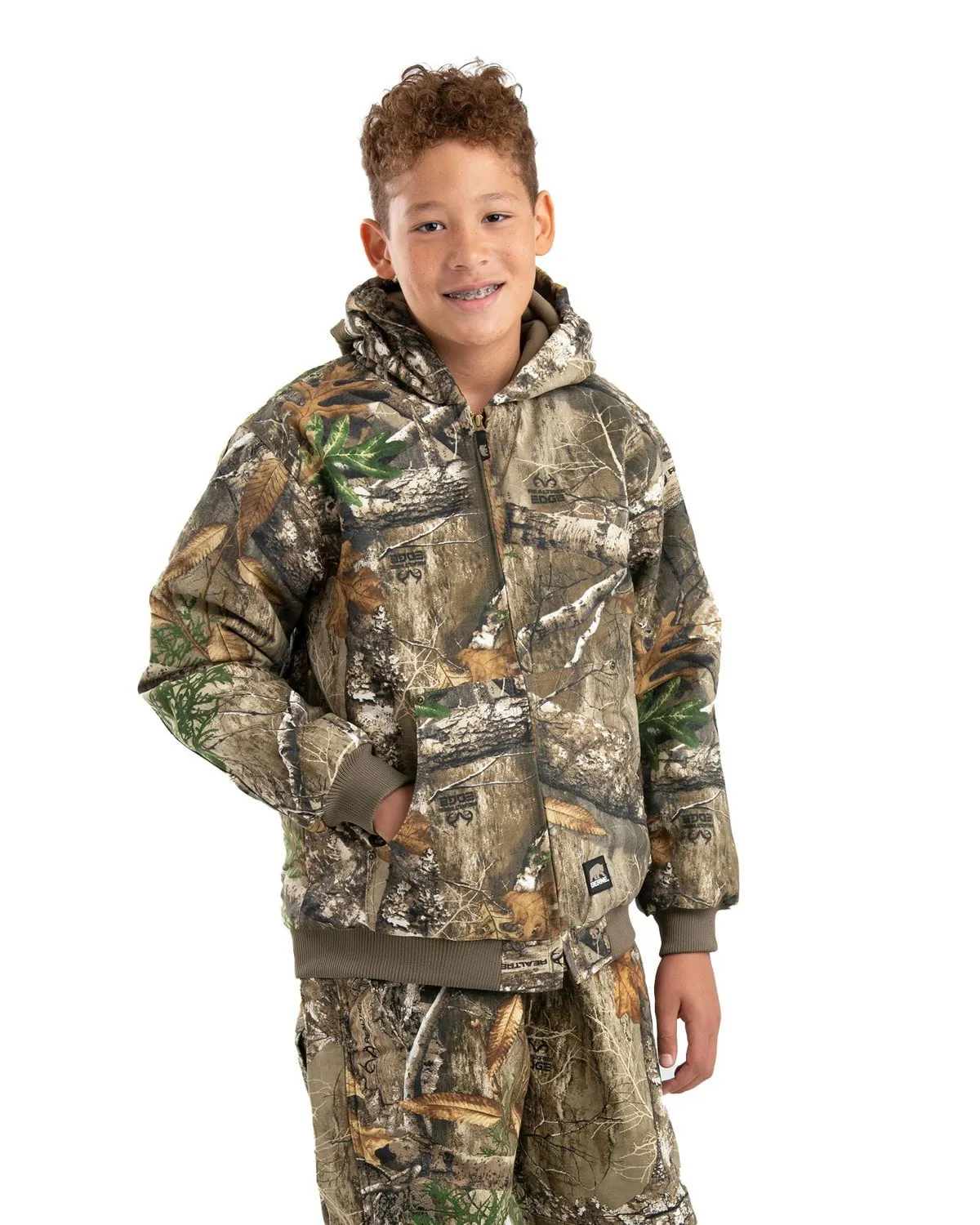 Berne Boys Realtree Edge 100% Cotton Youth Hooded Jacket