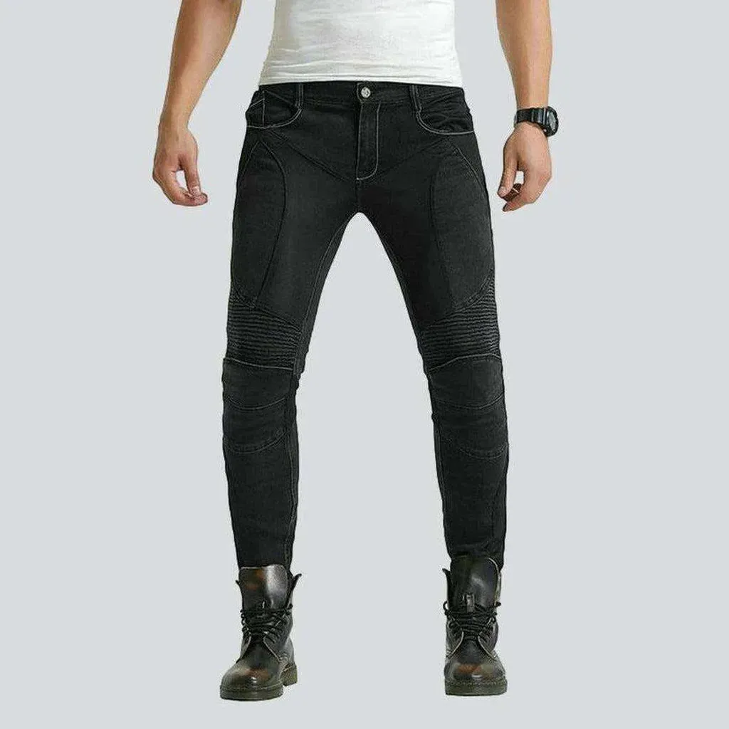 Biker jeans with breathable mesh