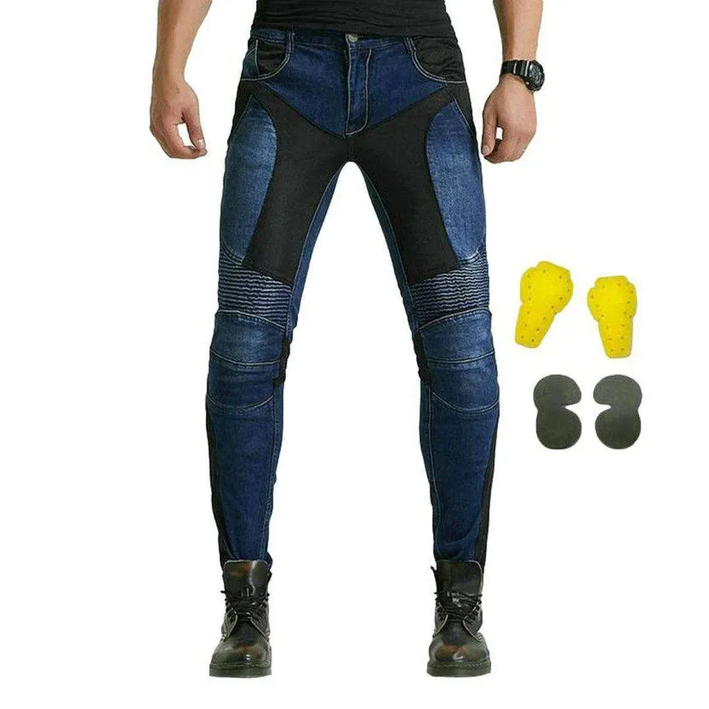 Biker jeans with breathable mesh