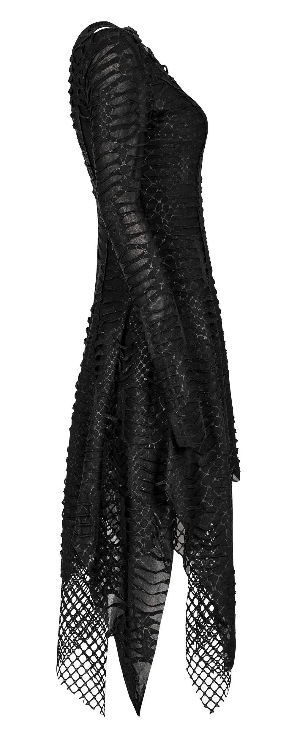 Black Gothic Snake Print Long Sleeve Cutout Dress