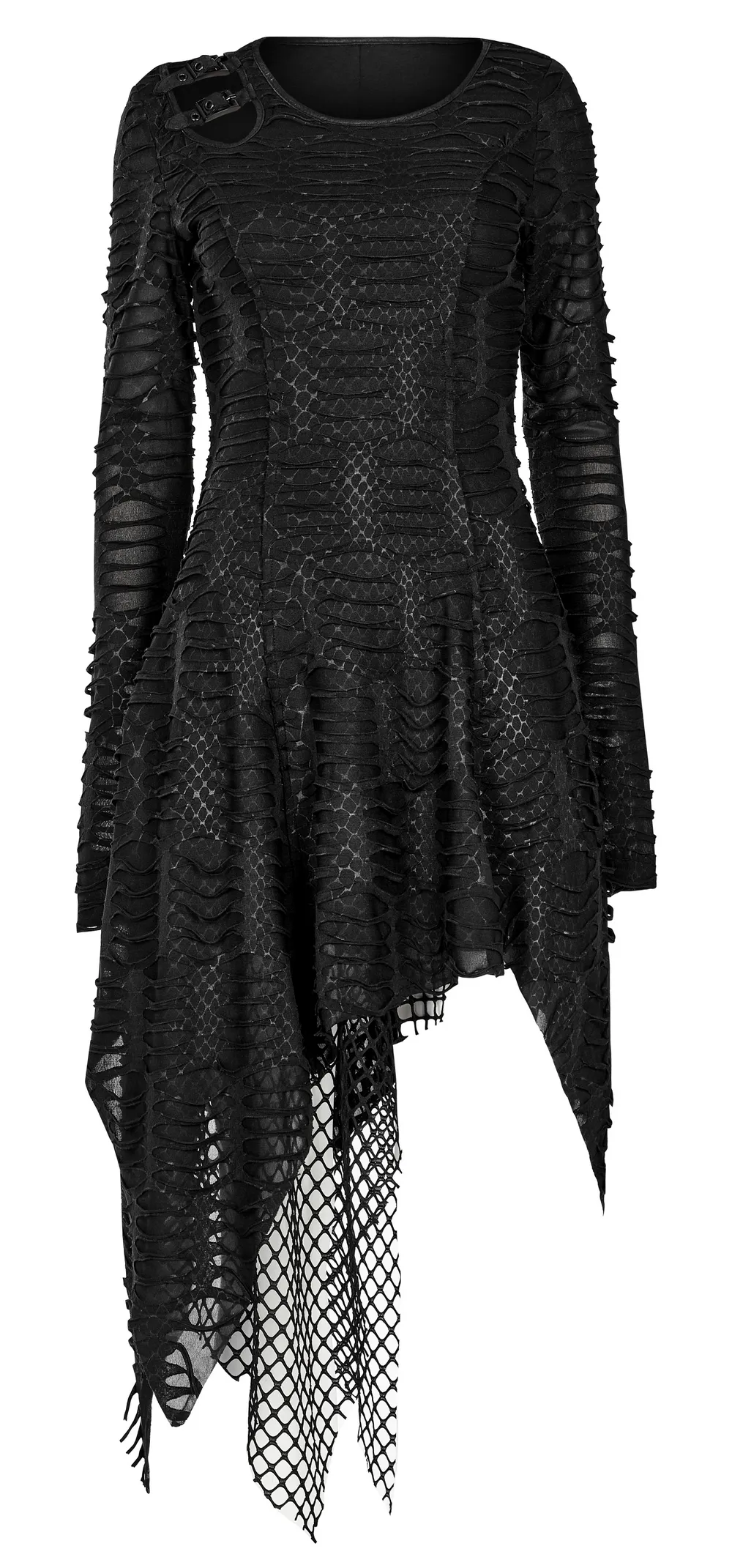 Black Gothic Snake Print Long Sleeve Cutout Dress