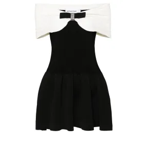 Black Knit Bow Mini Dress