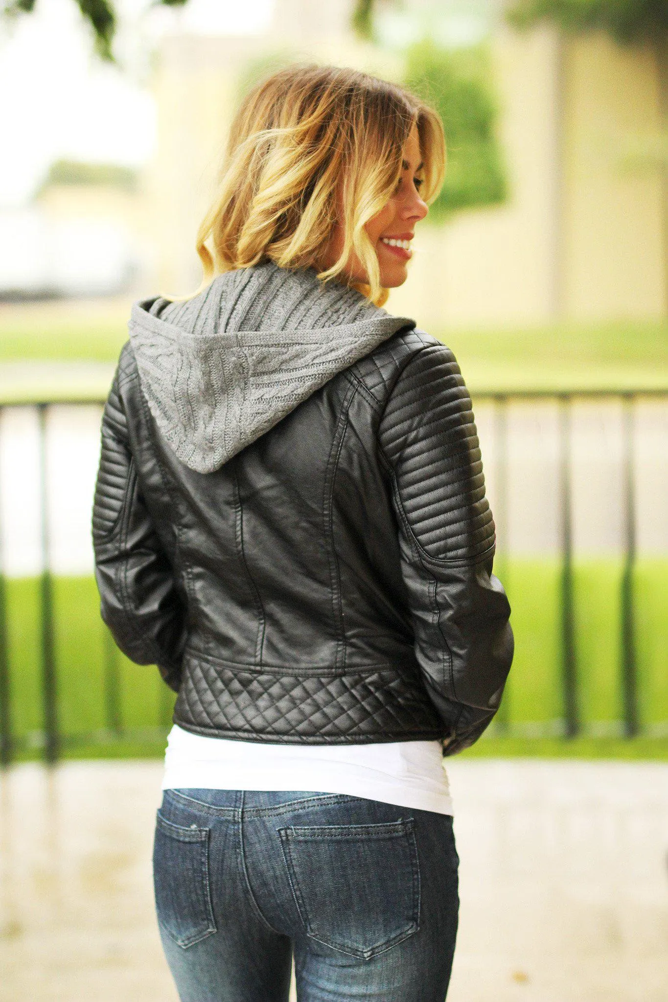 Black Moto Hooded Jacket