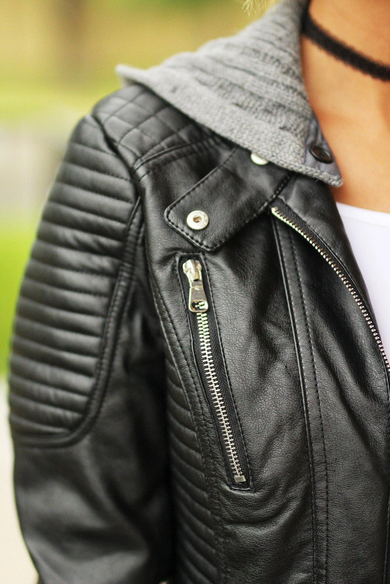 Black Moto Hooded Jacket